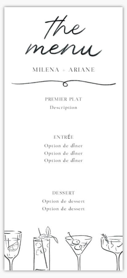 Aperçu du graphisme pour Galerie de modèles : Cartes de menu de mariage, Amusant, 4" x 8" Flat
