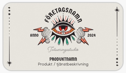 Förhandsgranskning av design för Designgalleri: Tatuering & piercing Produktetiketter på ark, Rundad rektangel 8,7 x 4,9 cm