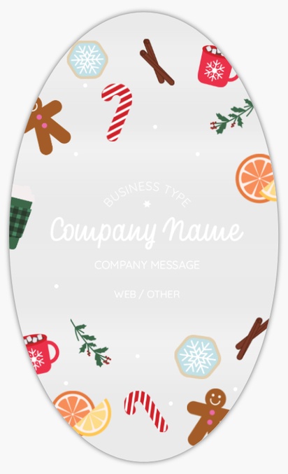 Design Preview for Holiday Reusable Stickers Templates, 3" x 5" Oval Vertical