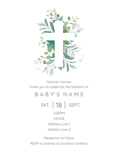 Design Preview for Christening and Baptism Invitations: Design Templates, Flat 10.7 x 13.9 cm