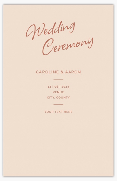 Design Preview for Design Gallery: Minimal Wedding Programs, Flat 13.9 x 21.6 cm