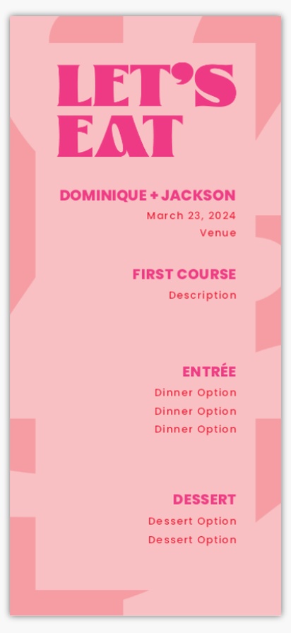 Design Preview for Fun & Whimsical Wedding Menu Cards Templates, 4" x 8" Flat