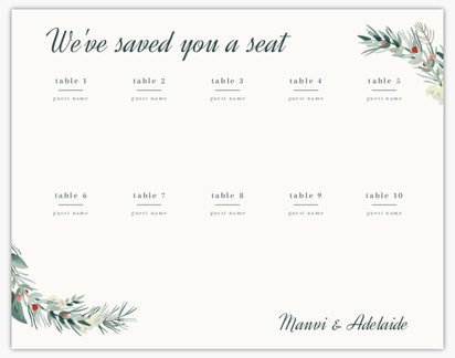 A winter wedding seating chart white cream design for Winter