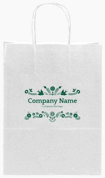 Design Preview for Design Gallery: Florals & Greenery Single-Colour Paper Bags, S (22 x 10 x 29 cm)