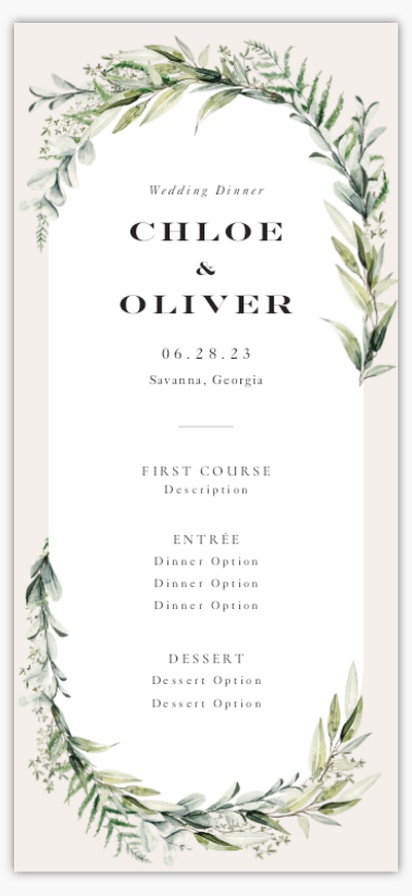 Design Preview for Traditional & Classic Wedding Menu Cards Templates, 4" x 8" Flat