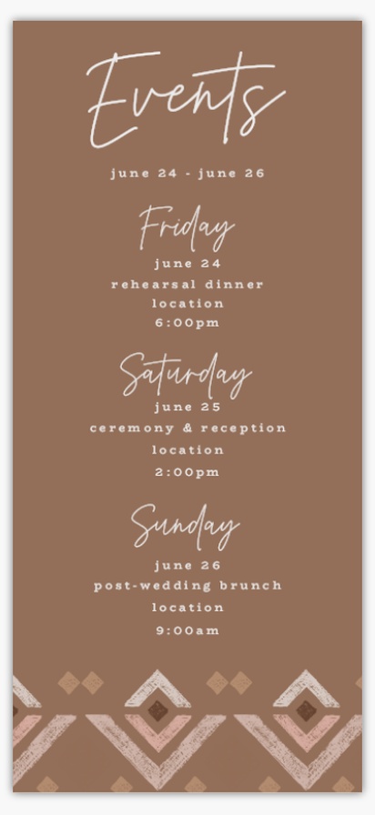 A southwest style itinerary card brown gray design for Type
