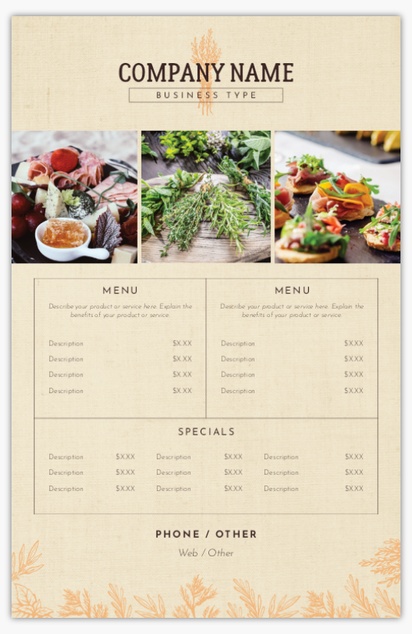 Design Preview for Gourmet & Fine Food Posters Templates, 11" x 17"