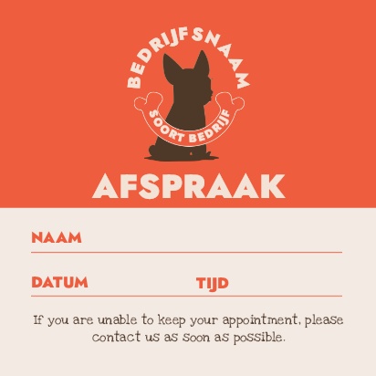 Voorvertoning ontwerp voor Ontwerpgalerij: Alles voor je huisdier Visitekaartjes van natuurpapier