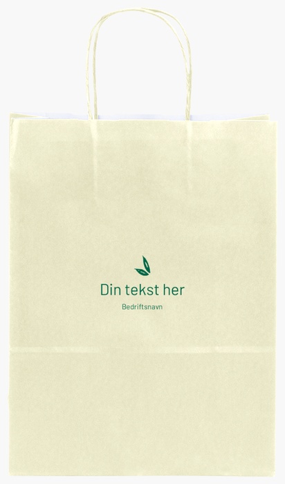 Forhåndsvisning av design for Designgalleri: Økologiske matbutikker Ensfargede papirposer med trykk, S (22 x 10 x 29 cm)