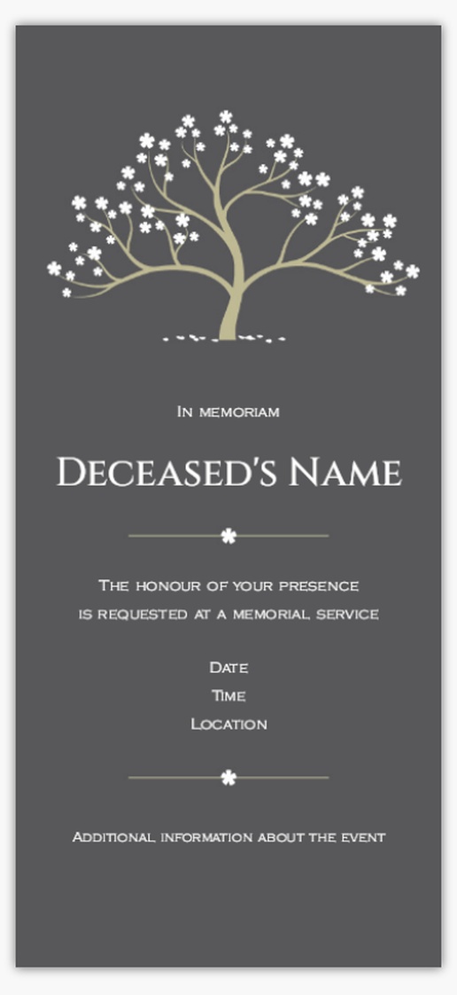 Design Preview for Funeral & Memorial Services Invitations & Announcements Templates, 4" x 8" Flat