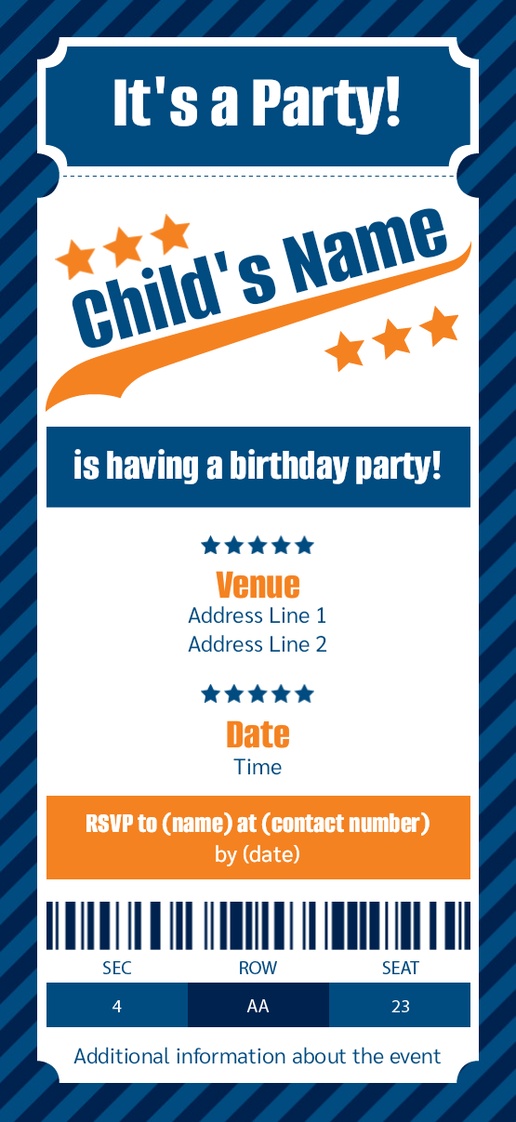 Design Preview for Design Gallery: Birthday Invitations & Announcements, 4" x 8" Flat