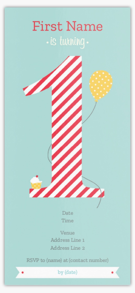 Design Preview for Kids’ Birthday Invitations , 21 x 9.5 cm