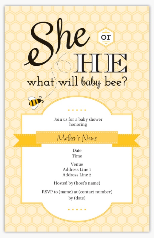 A what will baby bee gender reveal cream yellow design for Animals