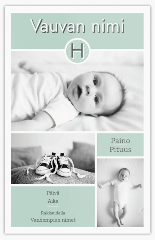 Mallin esikatselu Mallivalikoima: Valokuvakollaasi Vauvakortti, 18.2 x 11.7 cm