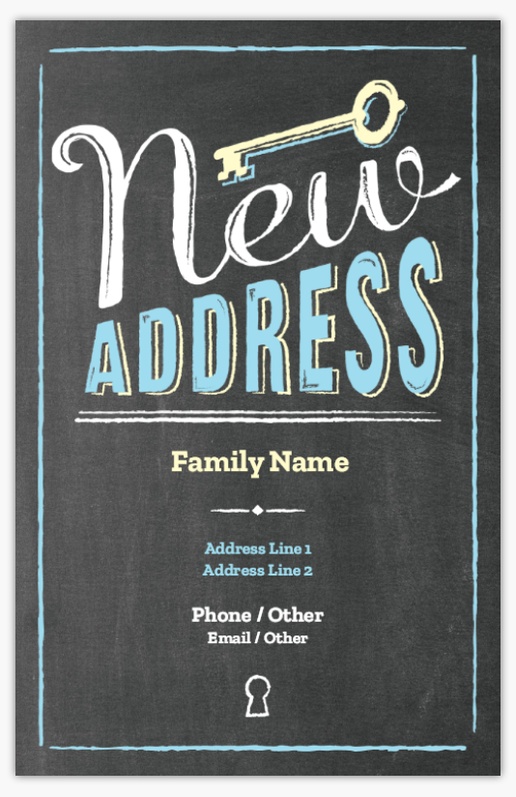A chalkboard key gray design for Relocation & Open House