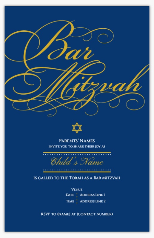 A judaism coming of age blue yellow design for Bar & Bat Mitzvah