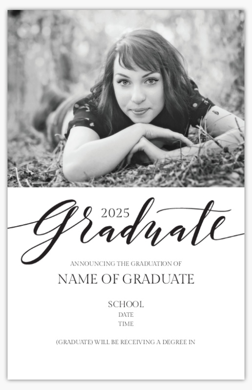 A graduation announcement 1 picture white purple design for Events with 1 uploads