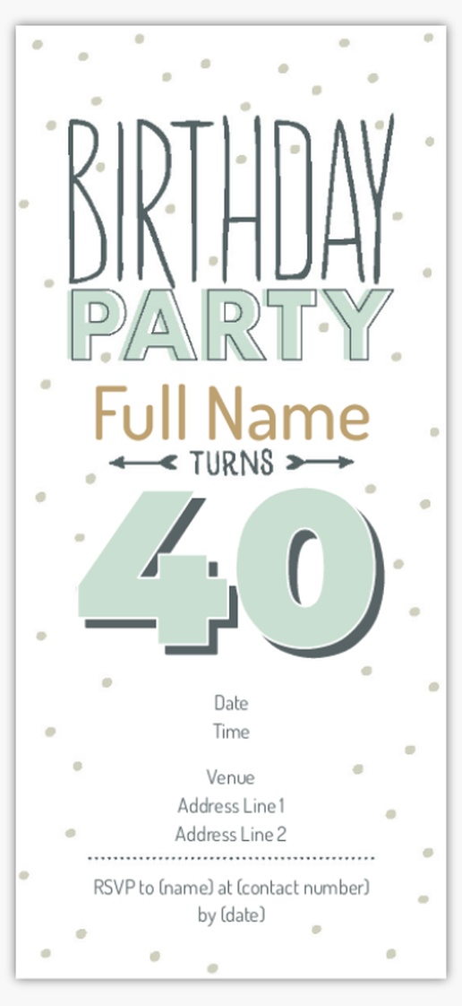 A birthday party fortieth birthday white gray design for Adult Birthday