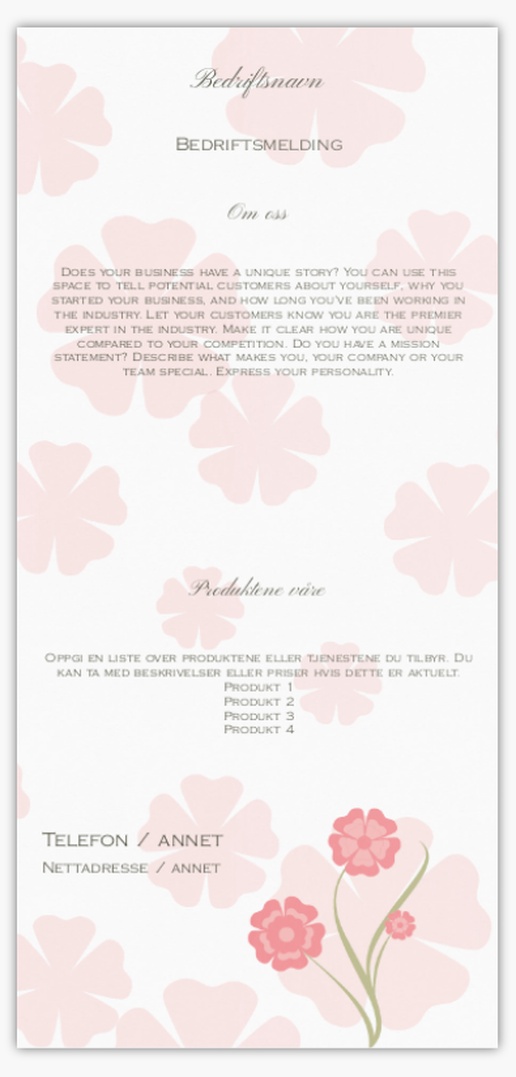 Forhåndsvisning av design for Designgalleri: Kosmetikk og parfyme Postkort, Avlang (99 x 210 mm)
