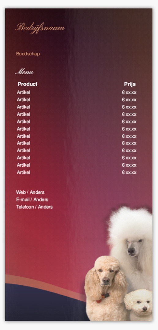 Voorvertoning ontwerp voor Ontwerpgalerij: Dierenverzorging Ansichtkaarten, DL (99 x 210 mm)