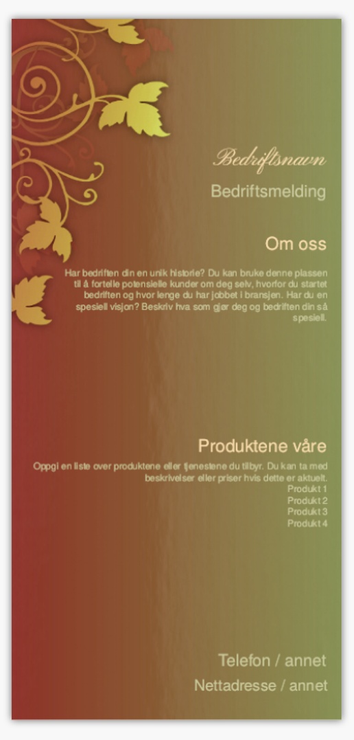 Forhåndsvisning av design for Designgalleri: Høst Postkort, Avlang (99 x 210 mm)