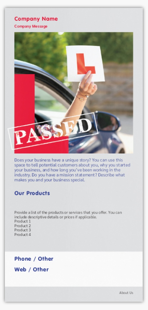 Design Preview for Design Gallery: Driving Schools Postcards, DL (99 x 210 mm)