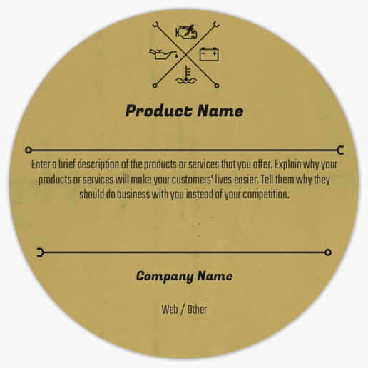 Design Preview for Automotive & Transportation Product Labels on Sheets Templates, 3" x 3" Circle