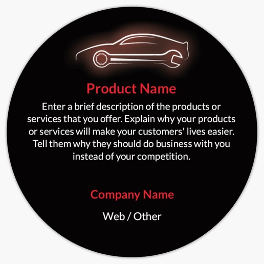 Design Preview for Automotive & Transportation Product Labels on Sheets Templates, 3" x 3" Circle