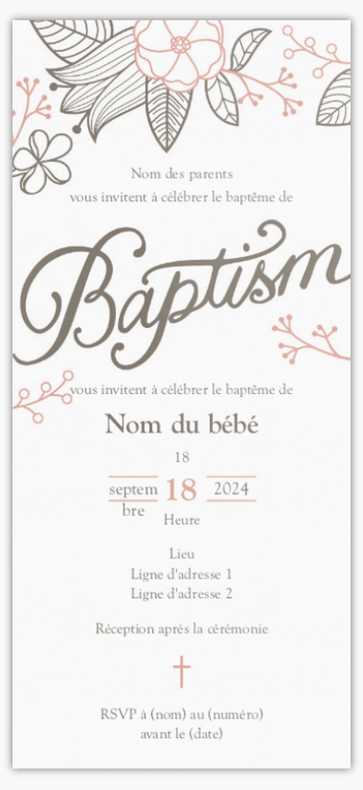Aperçu du graphisme pour Faire-part de baptême : tous nos modèles d’invitations , Non pliées 21 x 9.5 cm
