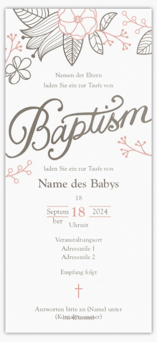 Designvorschau für Einladungen zur Taufe und anderen religiösen Anlässen, 21 x 9.5 cm