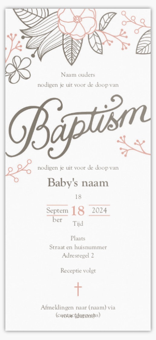 Voorvertoning ontwerp voor Religieuze en doopuitnodigingen, 21 x 9.5 cm
