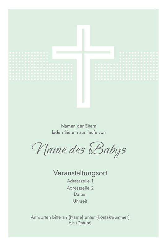 Designvorschau für Einladungen zur Taufe und anderen religiösen Anlässen, 18.2 x 11.7 cm