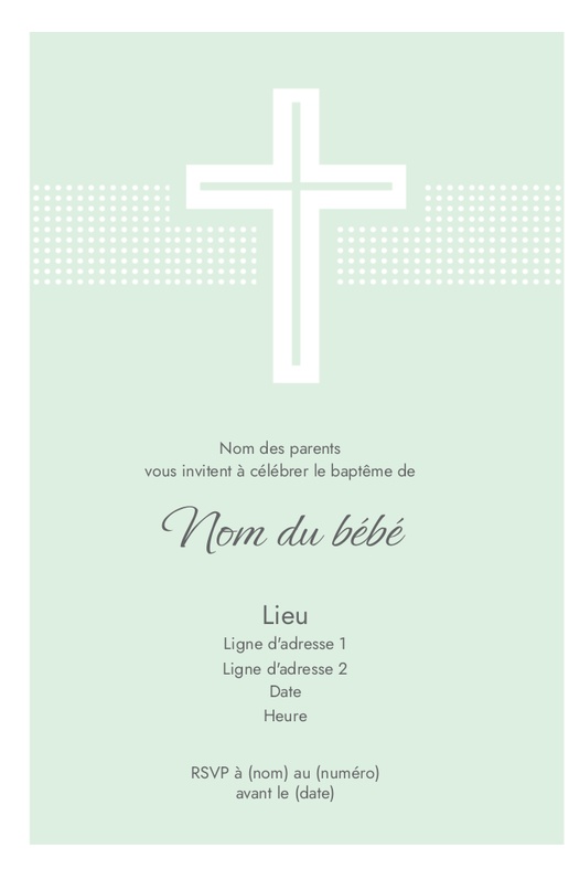 Aperçu du graphisme pour Faire-part de baptême et invitations à des cérémonies religieuses, 18.2 x 11.7 cm