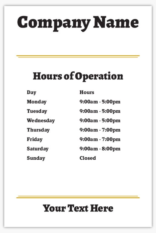 A hours hours of operation orange gray design