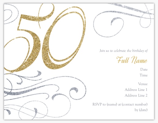Design Preview for Design Gallery: Milestone Birthday Invitations & Announcements, 5.5" x 4" Flat