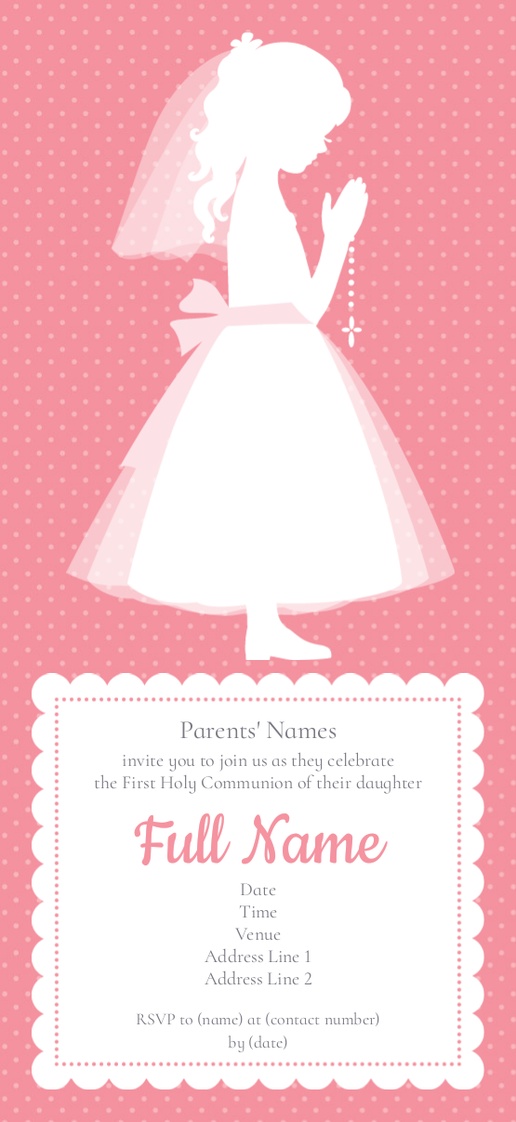 A first communion religious pink white design for Religious