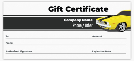 Design Preview for Design Gallery: Automotive & Transportation Gift Certificates