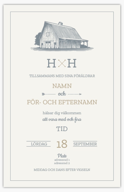 Förhandsgranskning av design för Designgalleri: Monogram Bröllopsinbjudningar, Enkelt 21.6 x 13.9 cm