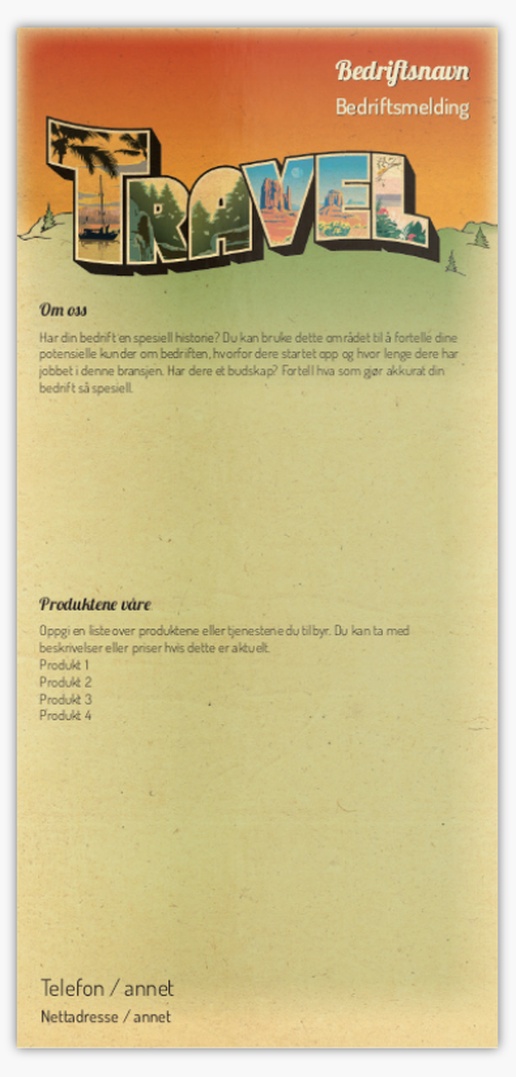 Forhåndsvisning av design for Designgalleri: Reise og overnatting Postkort, Avlang (99 x 210 mm)