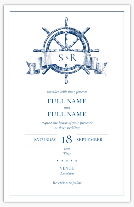 Design Preview for Design Gallery: Nautical Wedding Invitations, 6" x 9" Flat