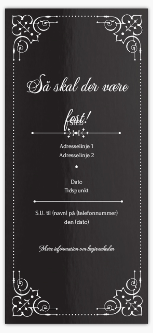 Forhåndsvisning af design for Designgalleri: Elegante Invitationer og kort, Enkeltsidet 21 x 9.5 cm