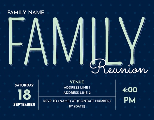 A navy family reunion blue cream design for Family Reunion