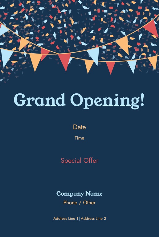 A grand opening new store opening blue gray design for Modern & Simple