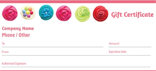 Design Preview for Bakeries Gift Certificates Templates