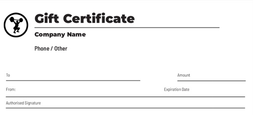 Design Preview for Sports & Fitness Gift Certificates Templates