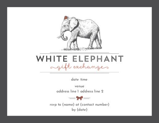 A elephant white elephant gift exchange gray design for Christmas