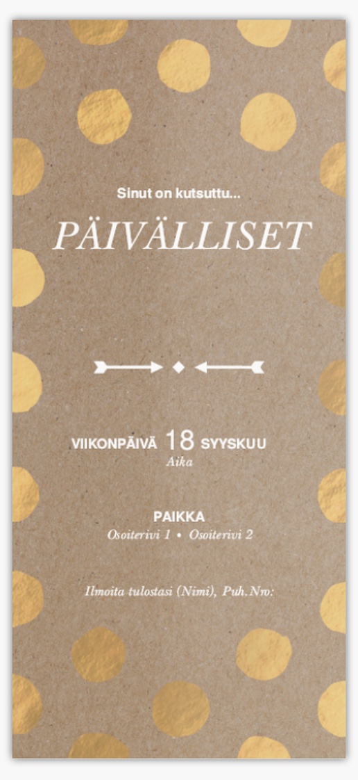Mallin esikatselu Mallivalikoima: Päivällinen & Cocktail Kutsukortit ja ilmoitukset, Yksiosainen 21 x 9.5 cm