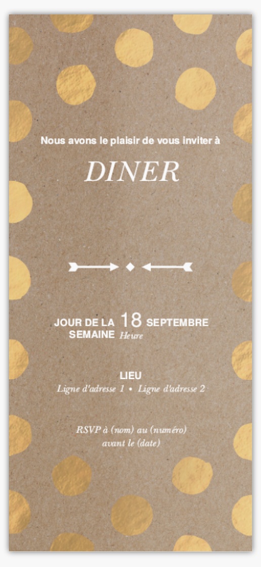 Aperçu du graphisme pour Galerie de modèles : faire-part et invitations pour dîners et cocktails, Non pliées 21 x 9.5 cm