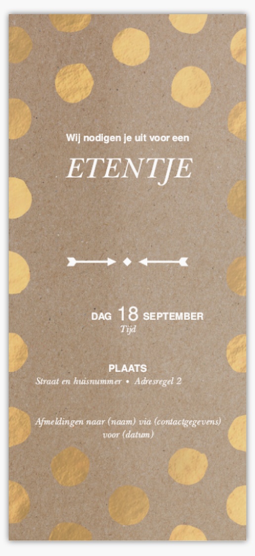 Voorvertoning ontwerp voor Ontwerpgalerij: Dineren en cocktails Kaarten en uitnodigingen, Ongevouwen 21 x 9.5 cm