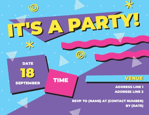 Design Preview for Design Gallery: Theme Party Invitations & Announcements, 5.5" x 4" Flat